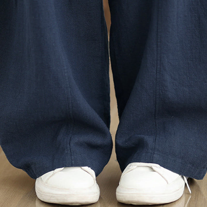 Buddha Stones 無地コットンリネンレディースストレートレッグパンツ（ポケット付き） - image 28