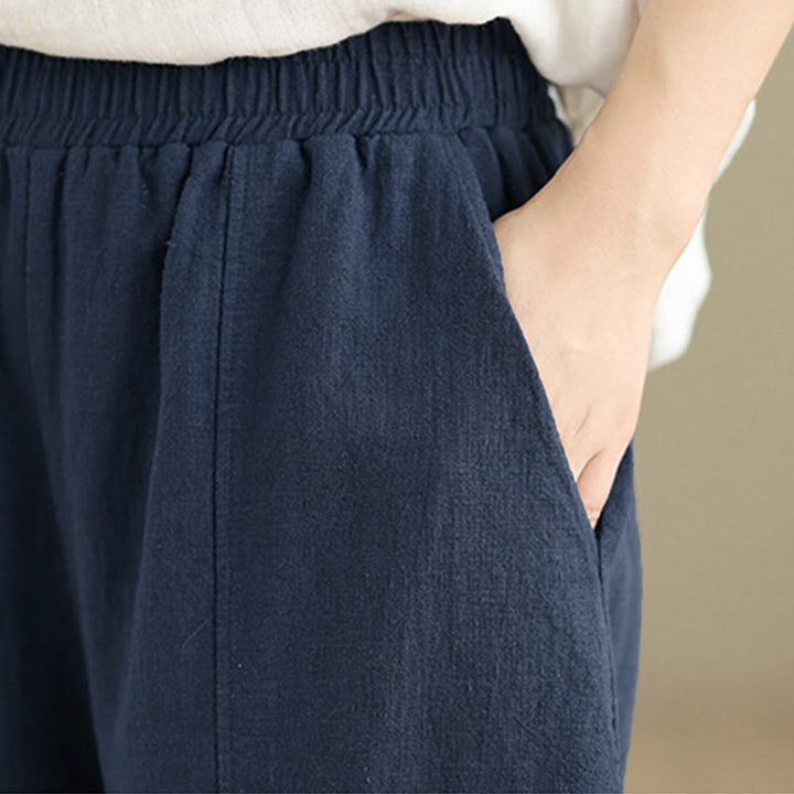 Buddha Stones 無地コットンリネンレディースストレートレッグパンツ（ポケット付き） - image 25