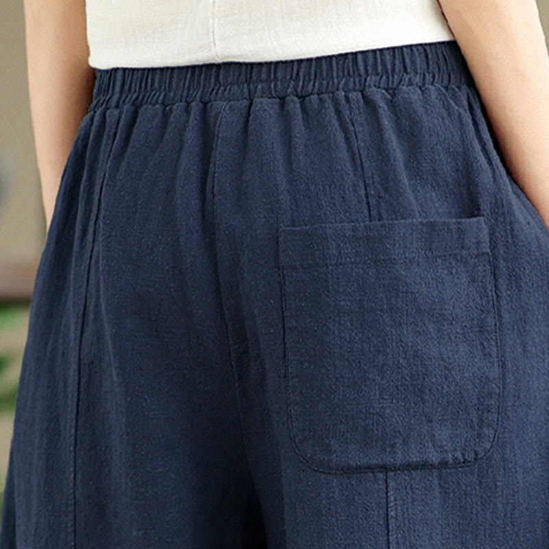 Buddha Stones 無地コットンリネンレディースストレートレッグパンツ（ポケット付き） - image 26