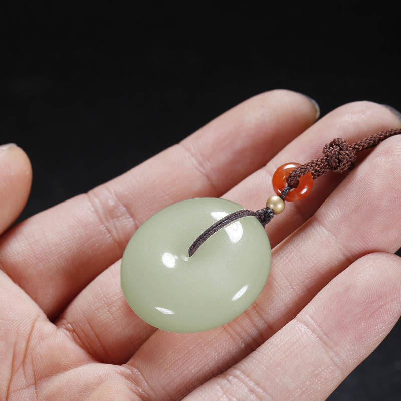 Buddha Stonesラウンド和田白翡翠平和のお守りチャーム祝福ネックレスペンダント - image 9