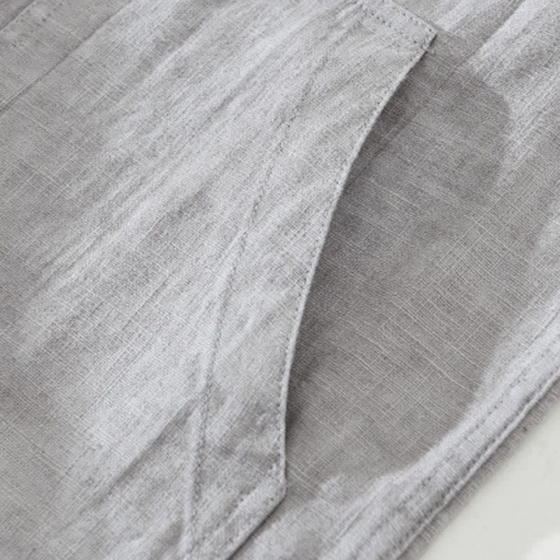 Buddha Stones 秋冬 無地 長袖 ボタンデザイン メンズ ラミー リネン コットン シャツ ポケット付き - image 17