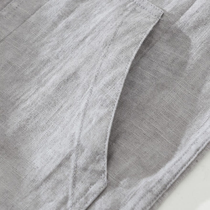 Buddha Stones 秋冬 無地 長袖 ボタンデザイン メンズ ラミー リネン コットン シャツ ポケット付き - image 17