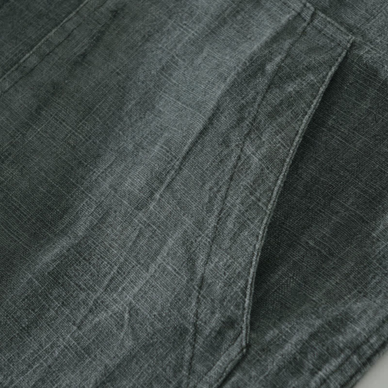 Buddha Stones 秋冬 無地 長袖 ボタンデザイン メンズ ラミー リネン コットン シャツ ポケット付き - image 8