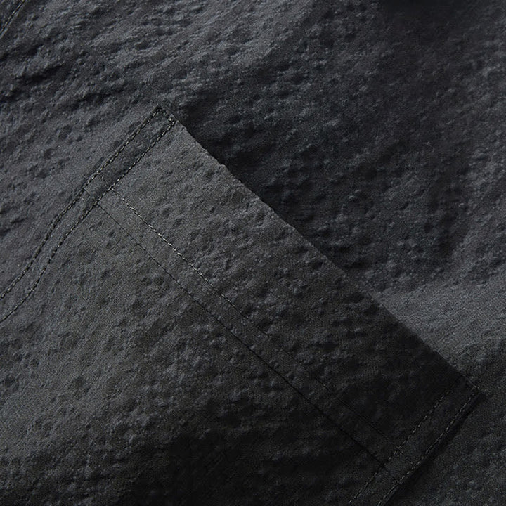 Buddha Stones 春の無地テクスチャー長袖ボタンメンズラペルシャツポケット付き - image 4