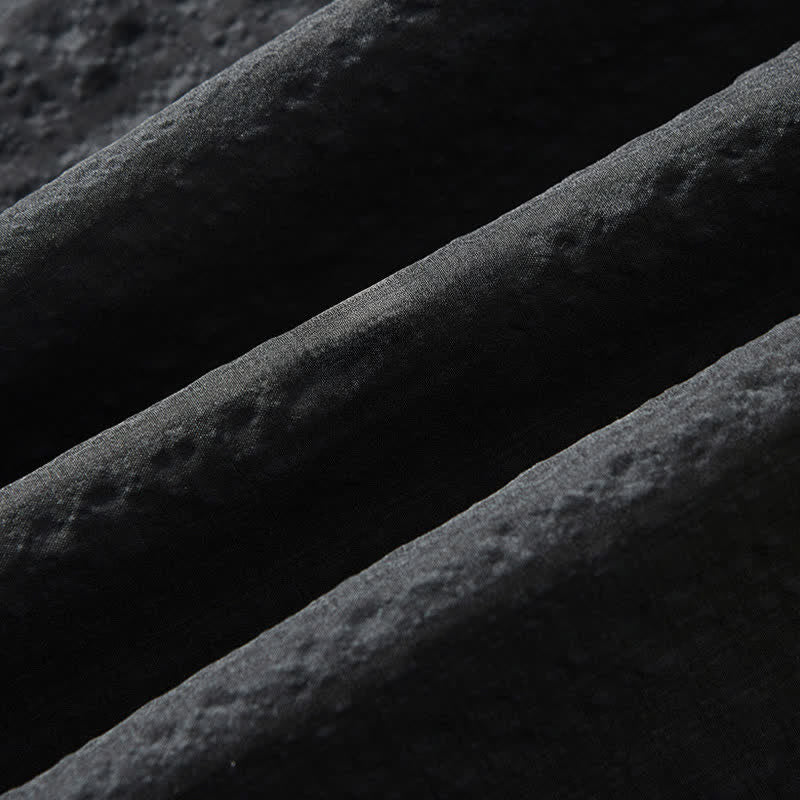 Buddha Stones 春の無地テクスチャー長袖ボタンメンズラペルシャツポケット付き - image 7