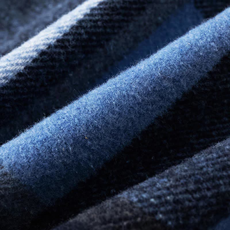 Buddha Stones 通勤用マルチカラーチェック柄ボタン付きメンズコットン長袖シャツ（ポケット付き） - image 8