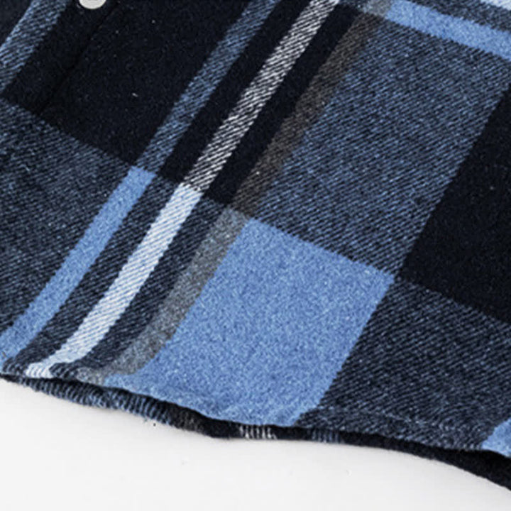 Buddha Stones 通勤用マルチカラーチェック柄ボタン付きメンズコットン長袖シャツ（ポケット付き） - image 9