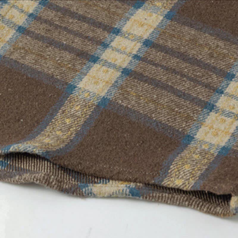 Buddha Stones 通勤用マルチカラーチェック柄ボタン付きメンズコットン長袖シャツ（ポケット付き） - image 15