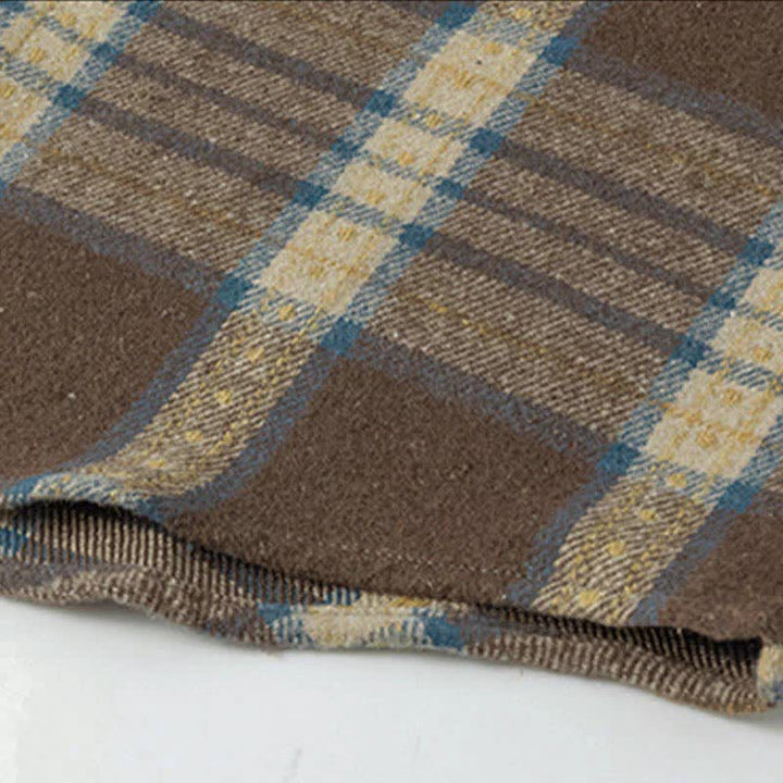 Buddha Stones 通勤用マルチカラーチェック柄ボタン付きメンズコットン長袖シャツ（ポケット付き） - image 15