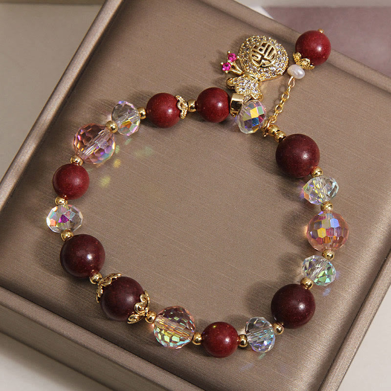 Buddha Stones 白檀の福文字幸運繁栄金袋守護ブレスレット - image 3