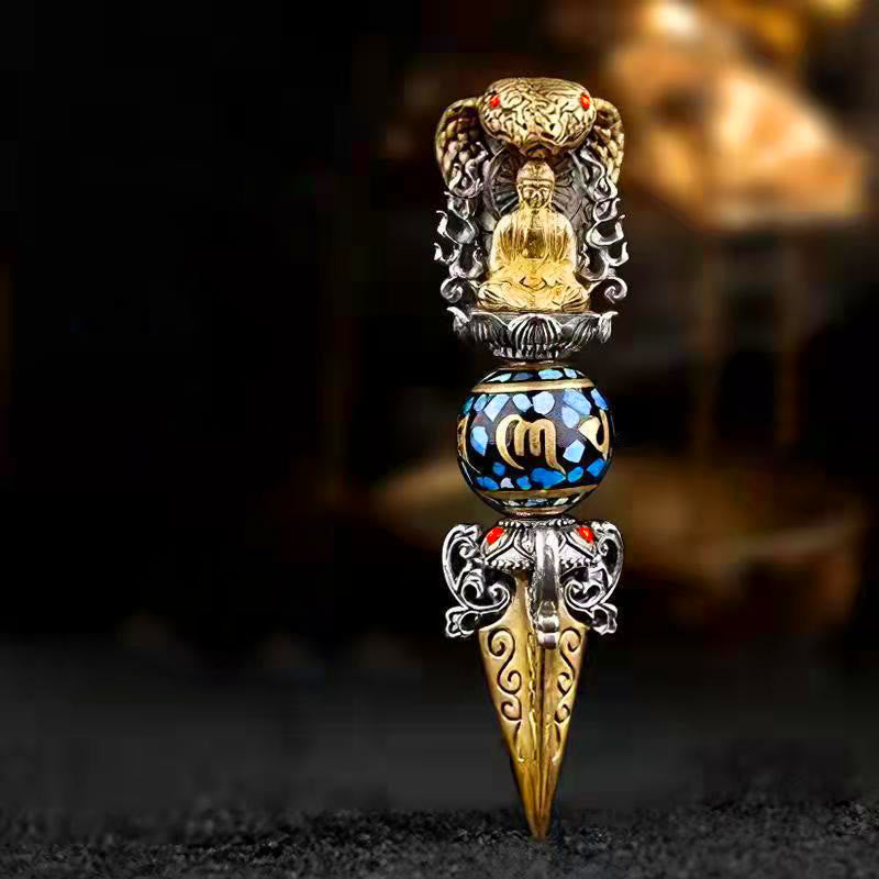 Buddha Stonesチベットオーム・マニ・パドメ・フム仏富回転ネックレス金剛ペンダント - ペンダント＆チェーン - image 0