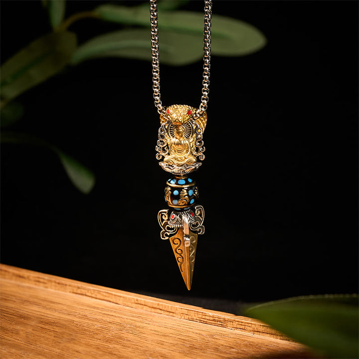 Buddha Stonesチベットオーム・マニ・パドメ・フム仏富回転ネックレス金剛ペンダント - image 1