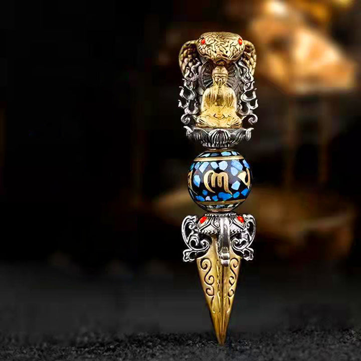 Buddha Stonesチベットオーム・マニ・パドメ・フム仏富回転ネックレス金剛ペンダント - ペンダント＆チェーン - image 0