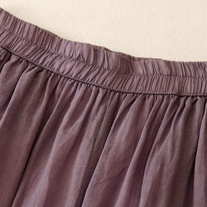 Buddha Stonesサイド刺繍デザインレディース7-8丈ワイドレッグパンツ（ポケット付き） - image 1