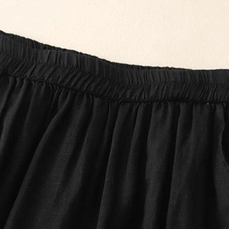 Buddha Stonesサイド刺繍デザインレディース7-8丈ワイドレッグパンツ（ポケット付き） - image 14