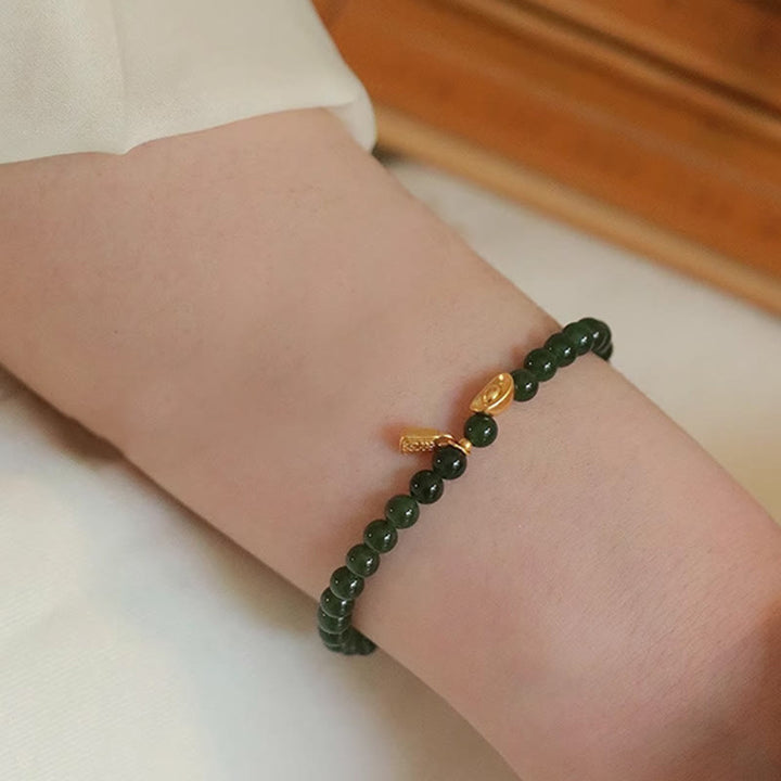 Buddha Stones グリーンアゲートインゴット リラクゼーション ホープ ブレスレット - image 3