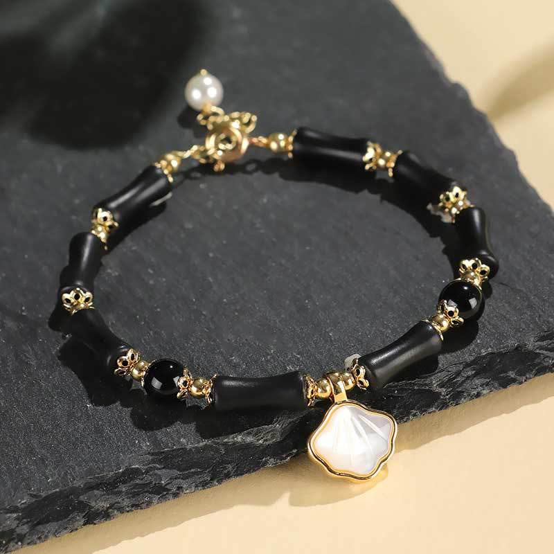 Buddha Stones ペリドット、グリーンアゲート、翡翠、ピンククリスタル、ブラックオブシディアンのラブブレスレット - ブラックオブシディアン（手首周り：13～19cm） - image 10