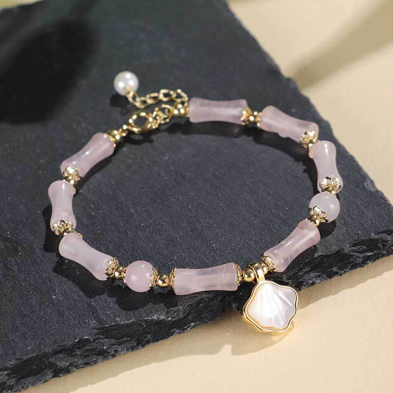 Buddha Stones ペリドット、グリーンアゲート、翡翠、ピンククリスタル、ブラックオブシディアンのラブブレスレット - ピンククリスタル（手首周り：13～19cm） - image 8