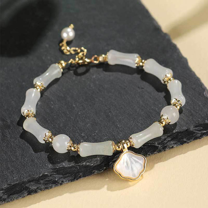 Buddha Stones ペリドット、グリーンアゲート、翡翠、ピンククリスタル、ブラックオブシディアンのラブブレスレット - 翡翠（手首周り：13～19cm） - image 6