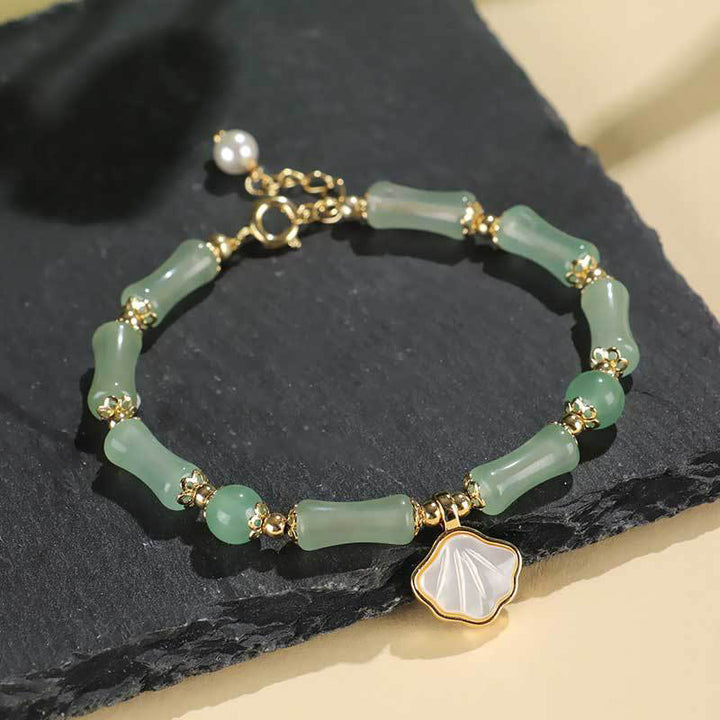 Buddha Stones ペリドット、グリーンアゲート、翡翠、ピンククリスタル、ブラックオブシディアンのラブブレスレット - グリーンアゲート（手首周り：13～19cm） - image 3