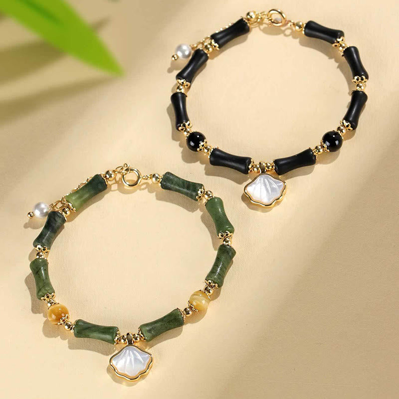 Buddha Stones ペリドット、グリーンアゲート、翡翠、ピンククリスタル、ブラックオブシディアンのラブブレスレット - image 16