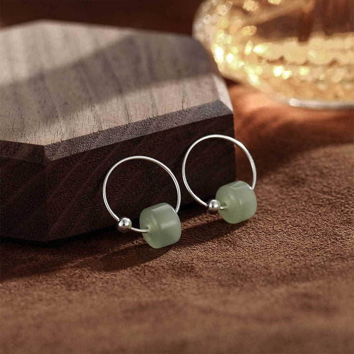 Buddha Stones 925スターリングシルバー 和田翡翠豊かさのイヤリング - 和田翡翠（925スターリングシルバーポスト） - image 0