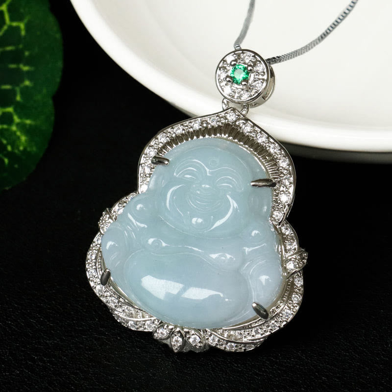 Buddha Stones 翡翠の笑い仏の豊穣のネックレスペンダント - image 9