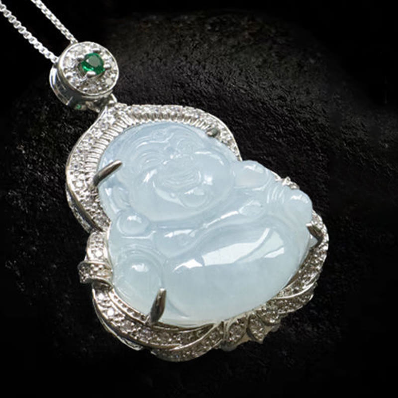 Buddha Stones 翡翠の笑い仏の豊穣のネックレスペンダント - image 10