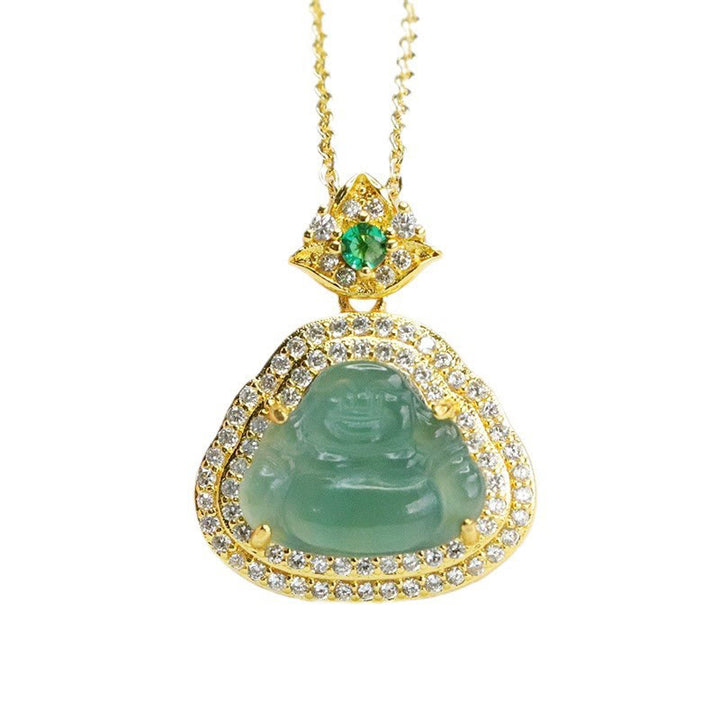 Buddha Stones 翡翠の笑い仏像豊かさと幸運のネックレスペンダント - image 9