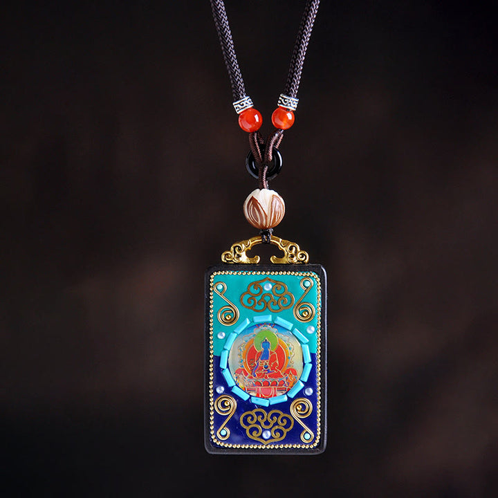 Buddha Stones 黒檀の平和ネックレスペンダント - 黒檀 - image 0