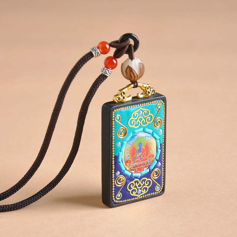 Buddha Stones 黒檀の平和ネックレスペンダント - image 4