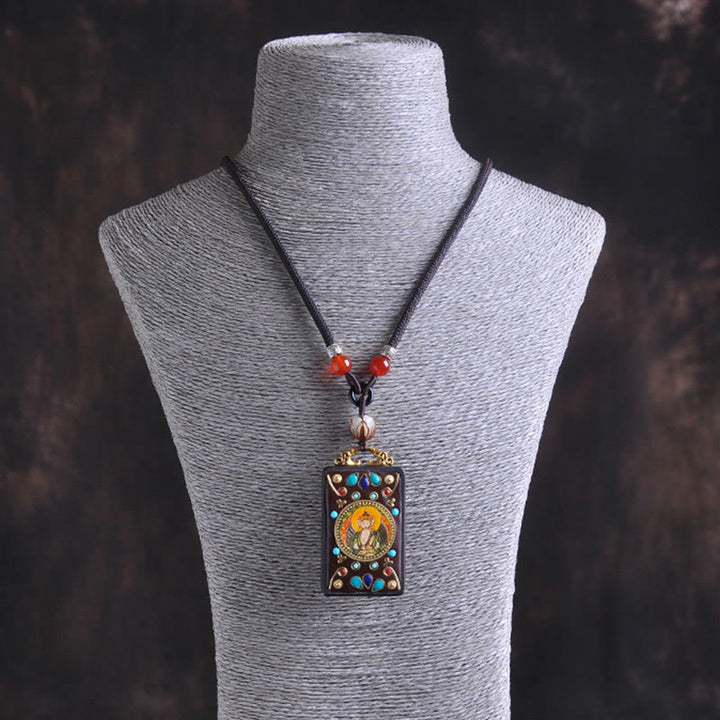 Buddha Stones タンカ陰陽銅貨黒檀ザキラム天秤ペンダントネックレス - image 14