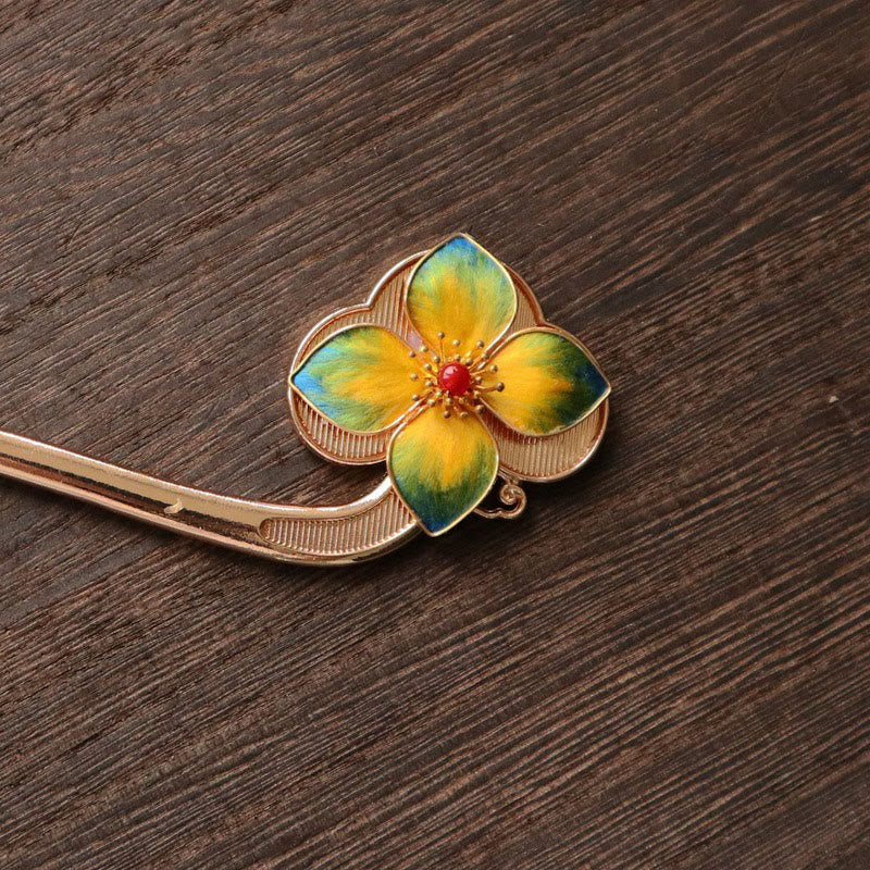 Buddha Stones レッドアゲート ターコイズビーズ 落ち着いた自信 ベルベットフラワータッセルヘアピン - image 4