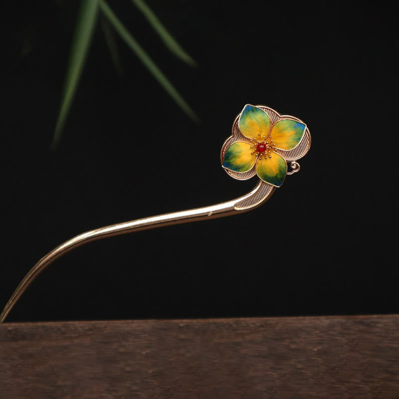 Buddha Stones レッドアゲート ターコイズビーズ 落ち着いた自信 ベルベットフラワータッセルヘアピン - ベルベットフラワー - image 3