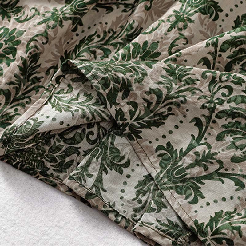 Buddha Stones 通勤用夏プリントシンプルデザインクルーネックノースリーブマキシワンピース - image 8