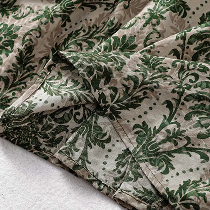 Buddha Stones 通勤用夏プリントシンプルデザインクルーネックノースリーブマキシワンピース - image 8