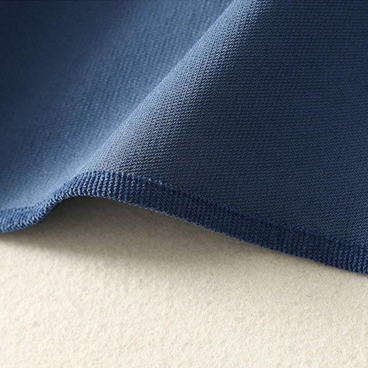 Buddha Stones 春のレトロなダークブルーの無地ノースリーブミディドレス（ポケット付き） - image 9