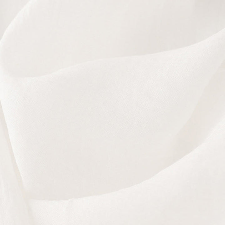 Buddha Stones 通勤用無地刺繍ダブルレイヤークルーネック長袖コットンミディドレス - image 8