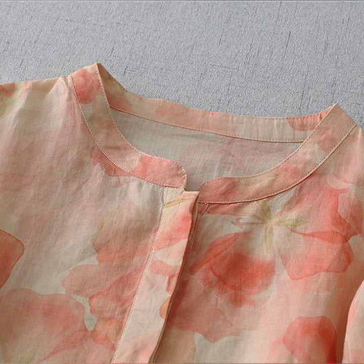 Buddha Stones 春の花柄クルーネック長袖レディースポリエステルシャツ - image 8