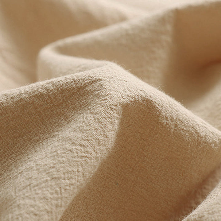 Buddha Stones プレーンレースアップドローストリングデザインメンズアンクル丈コットンリネンワイドレッグパンツ（ポケット付き） - image 7