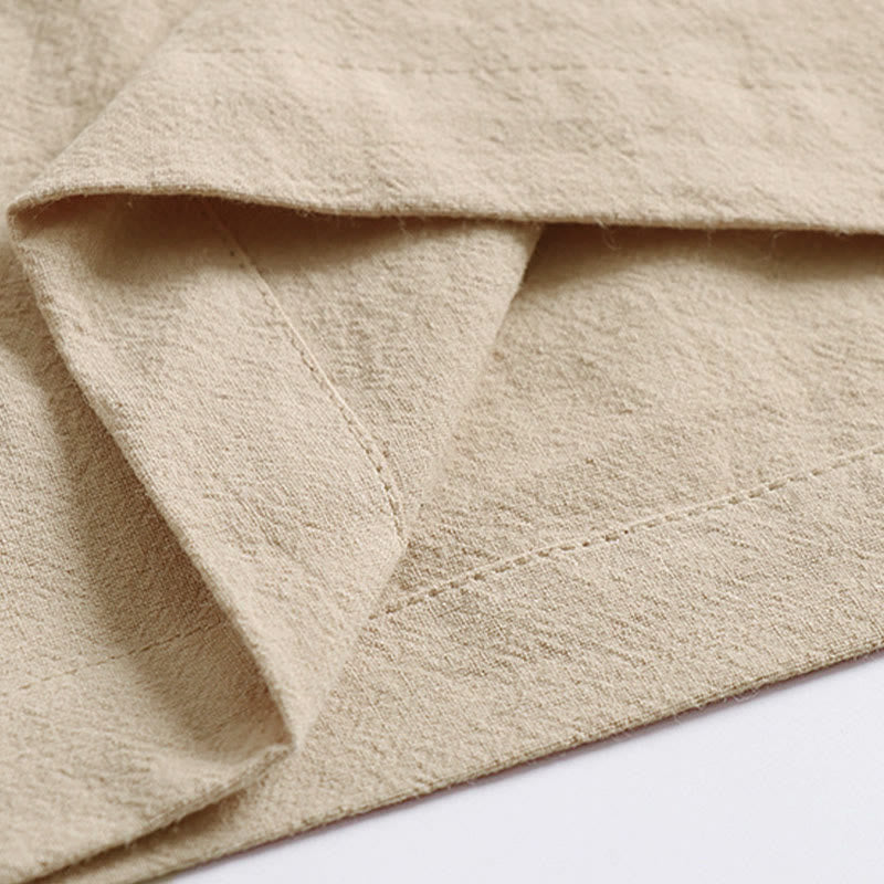 Buddha Stones プレーンレースアップドローストリングデザインメンズアンクル丈コットンリネンワイドレッグパンツ（ポケット付き） - image 6