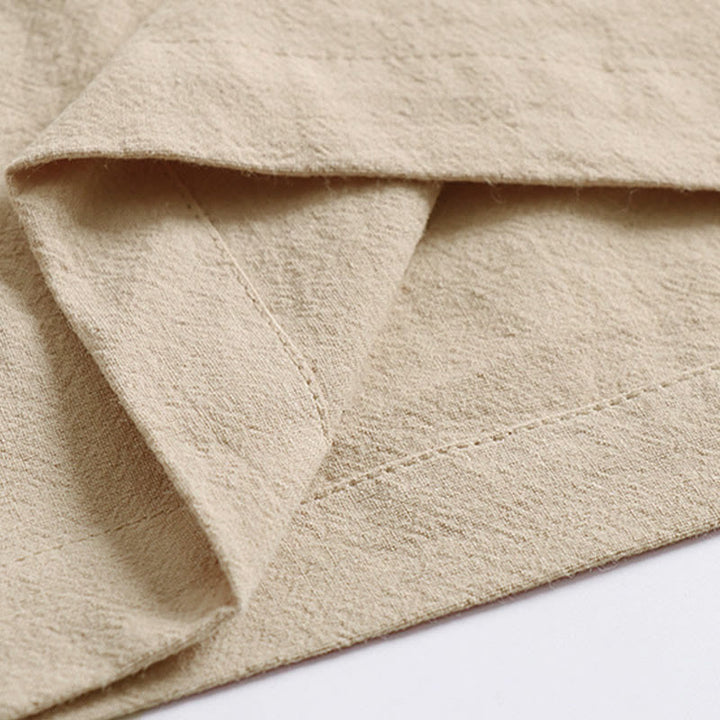 Buddha Stones プレーンレースアップドローストリングデザインメンズアンクル丈コットンリネンワイドレッグパンツ（ポケット付き） - image 6