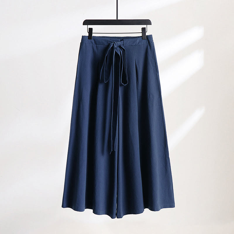 Buddha Stones プレーンレースアップドローストリングデザインメンズアンクル丈コットンリネンワイドレッグパンツ（ポケット付き） - スティールブルー - US/UK/AU54、 EU64 (9XL) - image 10