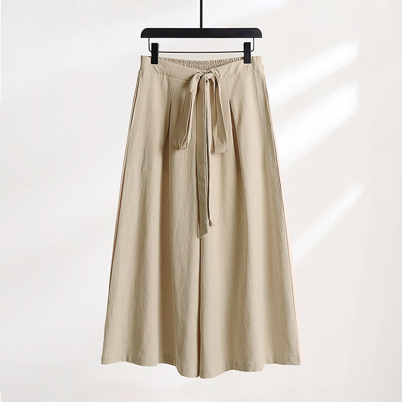 Buddha Stones プレーンレースアップドローストリングデザインメンズアンクル丈コットンリネンワイドレッグパンツ（ポケット付き） - ビスク - US/UK/AU54、 EU64 (9XL) - image 0