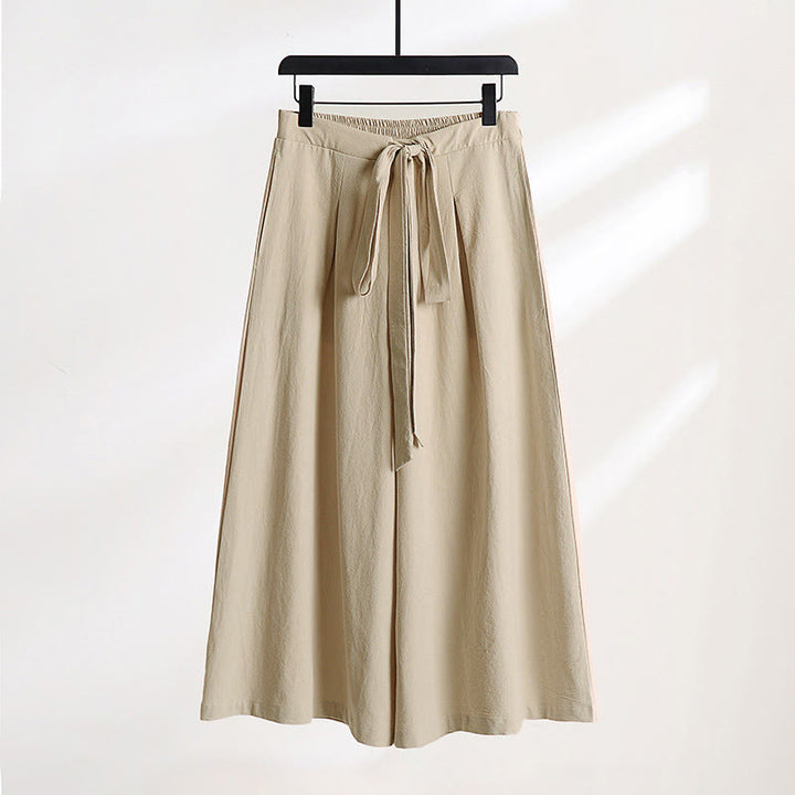 Buddha Stones プレーンレースアップドローストリングデザインメンズアンクル丈コットンリネンワイドレッグパンツ（ポケット付き） - ビスク - US/UK/AU54、 EU64 (9XL) - image 0