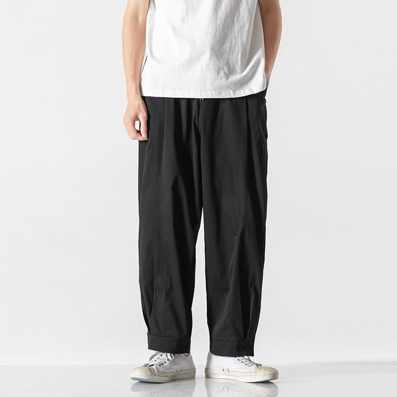 Buddha Stones 夏用無地ドローストリングアンクル丈メンズカーゴハーレムパンツ（ポケット付き） - 黒 - US/UK/AU46、 EU56 (5XL) - image 16