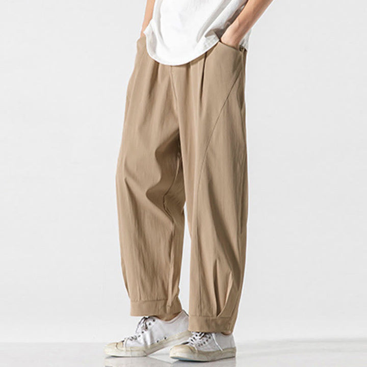 Buddha Stones 夏用無地ドローストリングアンクル丈メンズカーゴハーレムパンツ（ポケット付き） - image 3