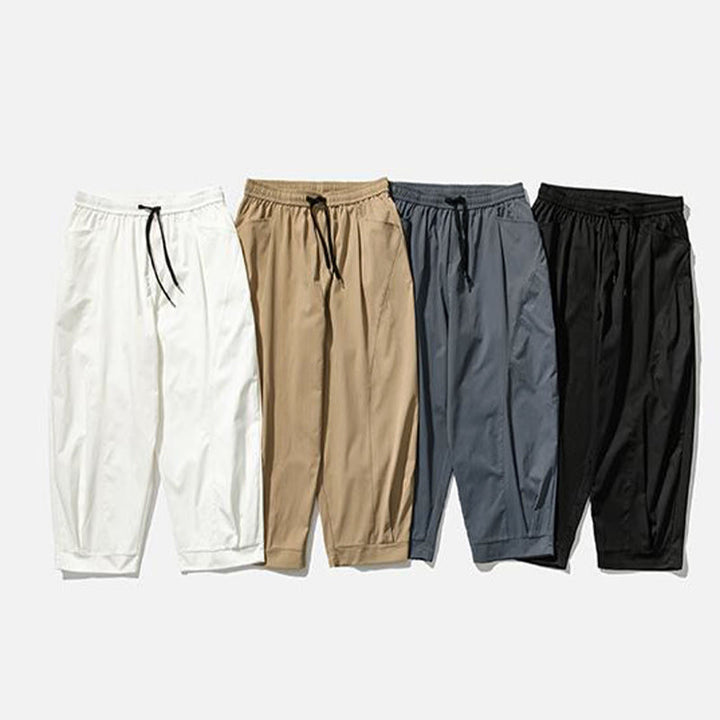 Buddha Stones 夏用無地ドローストリングアンクル丈メンズカーゴハーレムパンツ（ポケット付き） - image 37