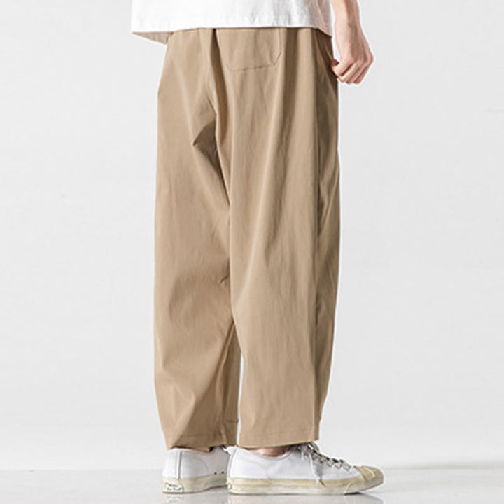 Buddha Stones 夏用無地ドローストリングアンクル丈メンズカーゴハーレムパンツ（ポケット付き） - image 4