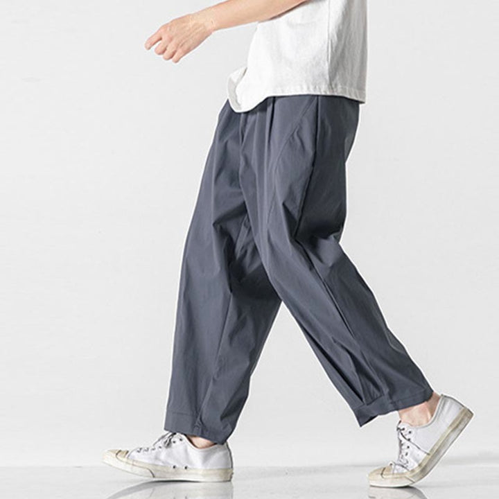 Buddha Stones 夏用無地ドローストリングアンクル丈メンズカーゴハーレムパンツ（ポケット付き） - image 12